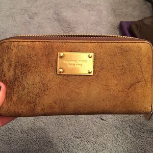 Michael Kors distressed brown suede wallet