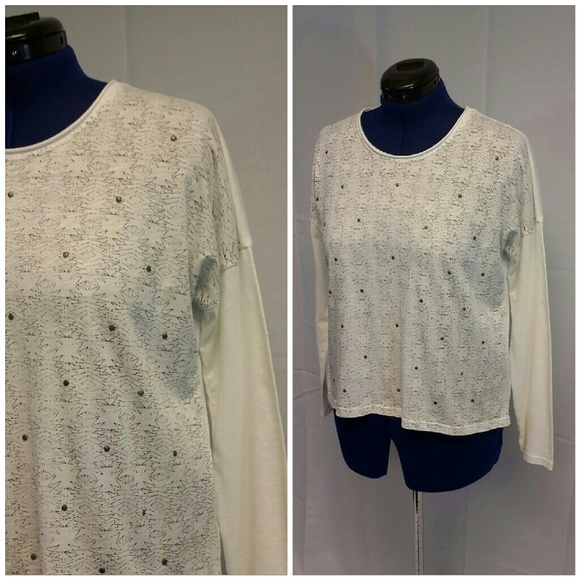 Abstract Aztec Design Hi-Lo Scoop Neck Top Medium - Picture 3 of 8