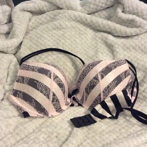 Victoria's Secret pink striped lace Very Sexy bra.