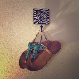 Turquoise Jeweled Sandals
