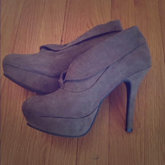 Grey suede booties