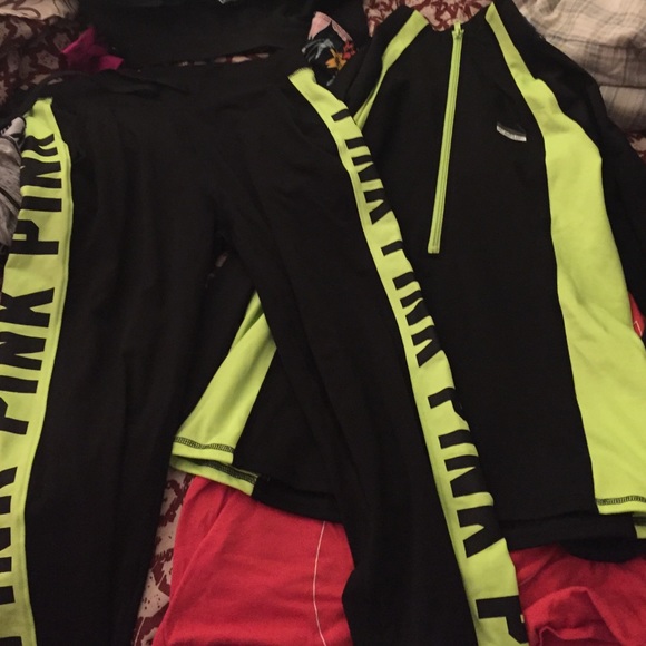Neon green and black Vspink ultimate work out set