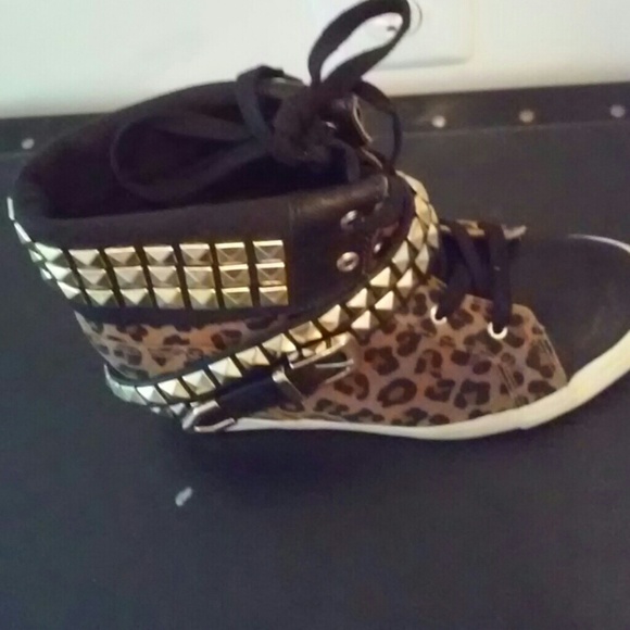 Leopard print wedge sneakerx