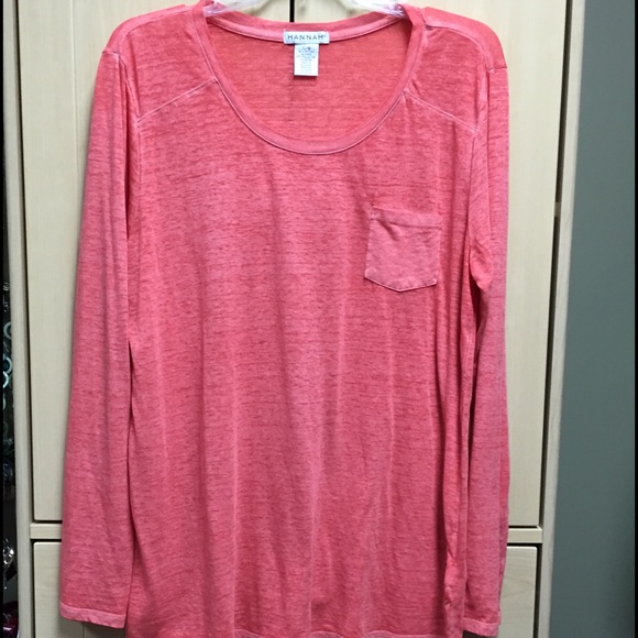 Long sleeved lightweight peach/orange t-shirt