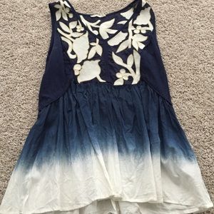 Ombré blue peplum tank, size large