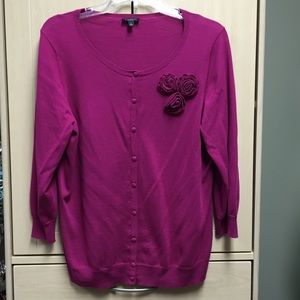 Deep rich pink 3/4 sleeve sweater from Talbots