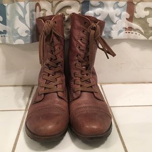Brown Nine West combat boots
