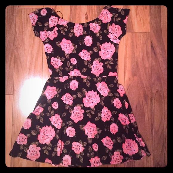 Black and pink floral dress
