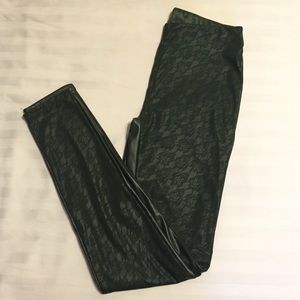 Army Green lace 'leather' leggings