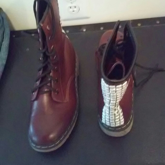 Burgundy studded boots