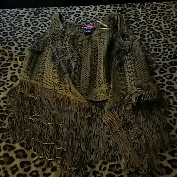 Crochet fringe vest