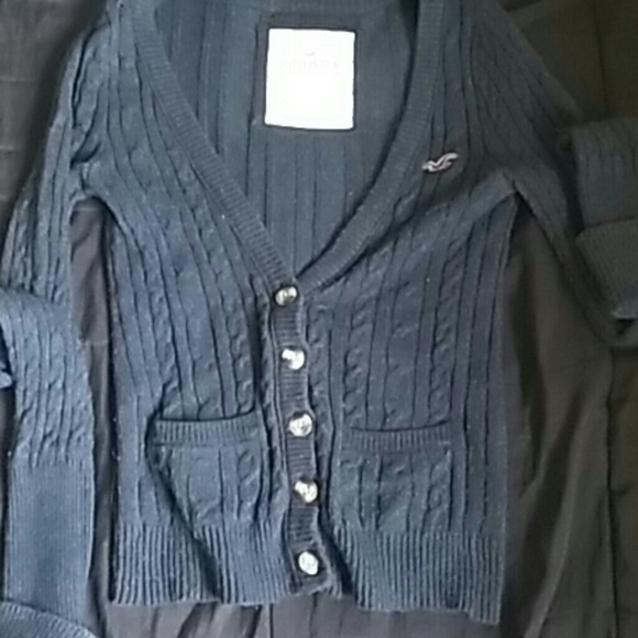 Hollister navy blue thick warm cardigan (: