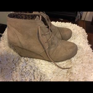 Lace up wedge booties