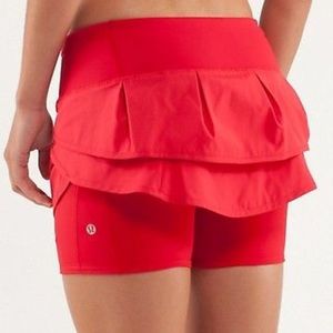 lululemon currant red run speed skirt