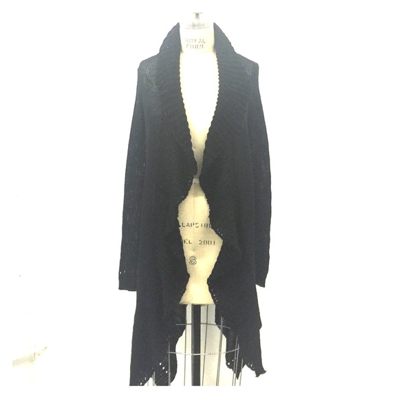 Black Crochet Back Cardigan Sweater
