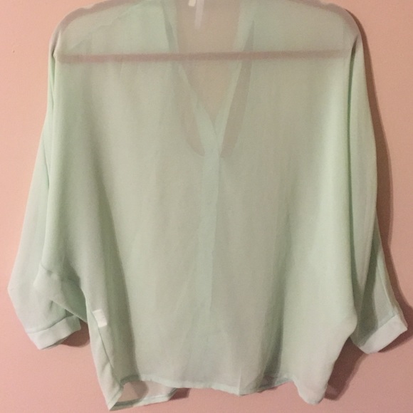 • SOLD • Mint Button Down Blouse - Picture 2 of 4