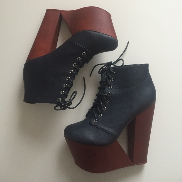 Shoes - Navy Blue Platform Heels