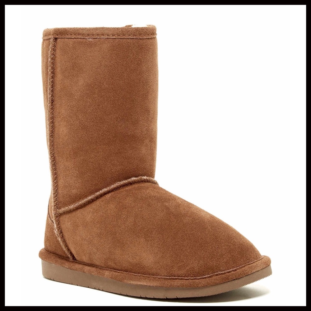 SUEDE SHEARLING ANKLE BOOTIES TAN SHORT BOOTS - Picture 8 of 8