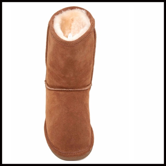 SUEDE SHEARLING ANKLE BOOTIES TAN SHORT BOOTS - Picture 6 of 8