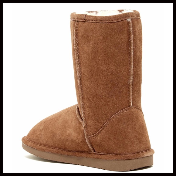 SUEDE SHEARLING ANKLE BOOTIES TAN SHORT BOOTS - Picture 2 of 8