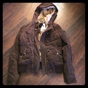 Vintage Abercrombie brown fur lined bomber jacket