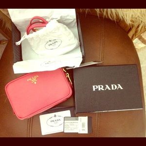 Authentic Prada Saffiano Mini zip cross body bag