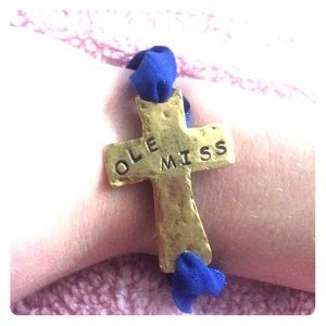 Gold cross Ole Miss bracelet