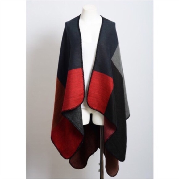 🆕SYNDIE hello fall poncho - NAVY - Picture 3 of 4