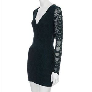 Hunter green long sleeved lace cocktail dress