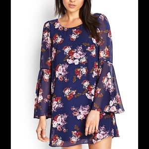 Forever 21 Floral Shift Dress w/ bell sleeves