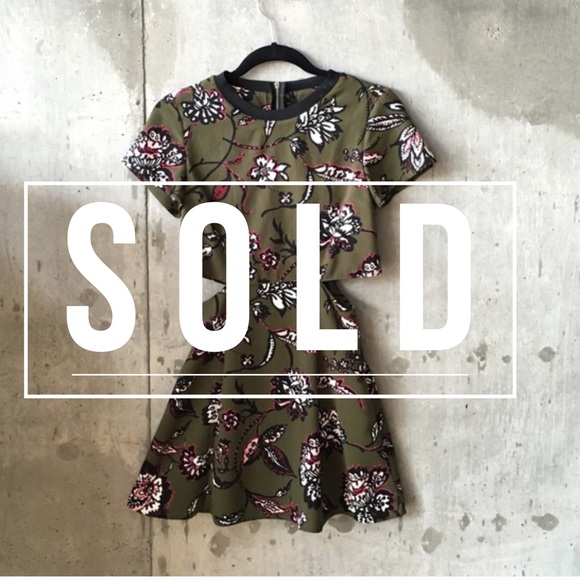 Topshop Dresses & Skirts - Topshop printed flare cut out dress olive floral