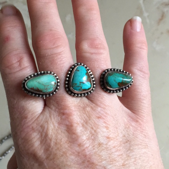 Handmade Jewelry - Turquoise Sterling Silver Handmade Statement Ring