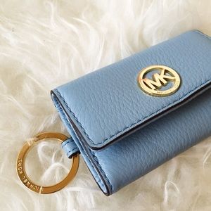 Michael Kors Leather Key Case (powder blue)