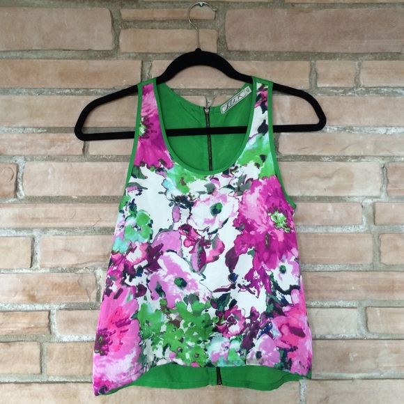Green and Purple Floral Tank