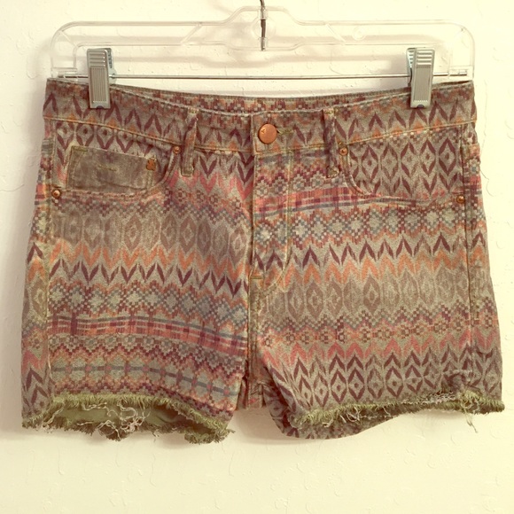 Aztec prints olive green shorts