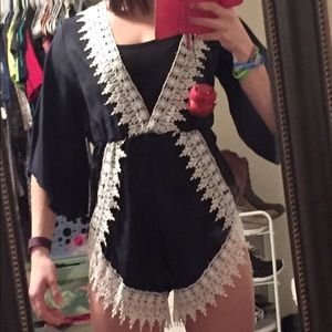 Dark blue romper with white