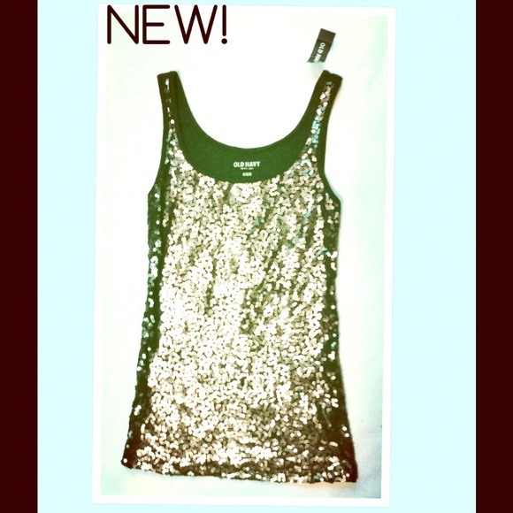 New! Sequined tank top Old Navy silver/grey sz M