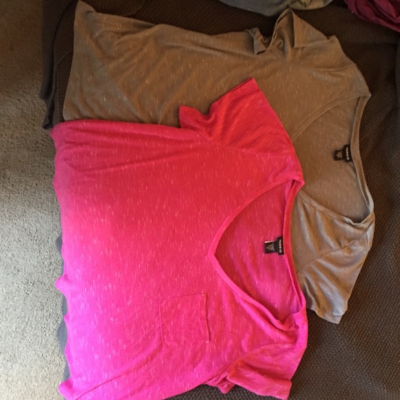 Bundle - Grey and Pink V-neck Pocket T from Torrid
