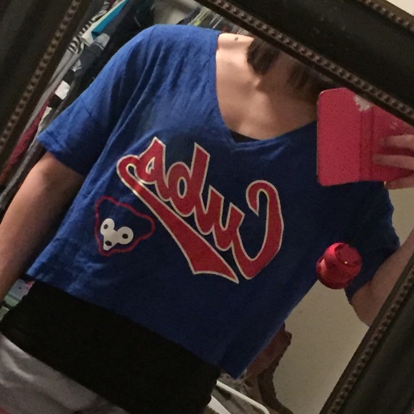 Blue Cubs shirt. Crop top