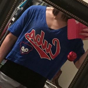 Blue Cubs shirt. Crop top