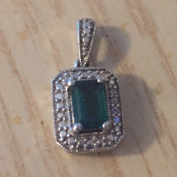 Sterling silver emerald charm