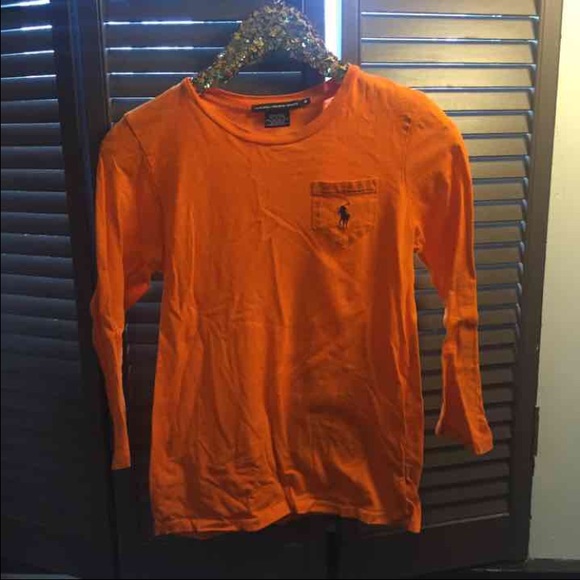 Ralph Lauren orange 1/4 sleeve pocket tee
