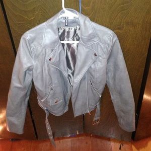 H & M grey leather jacket