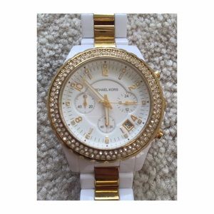 Authentic Michael Kors White & Gold Watch