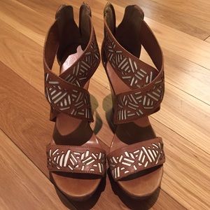 Tan DVF Stacked Wedges