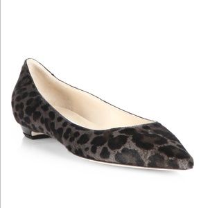 SOLD- Jimmy Choo Black Leopard-Print Flats