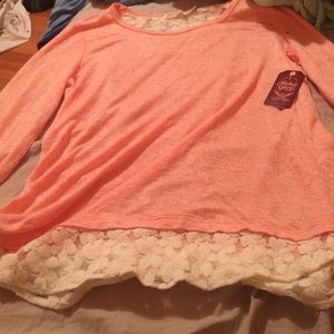 Pink lace flowy shirt