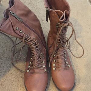 Brown combat boots