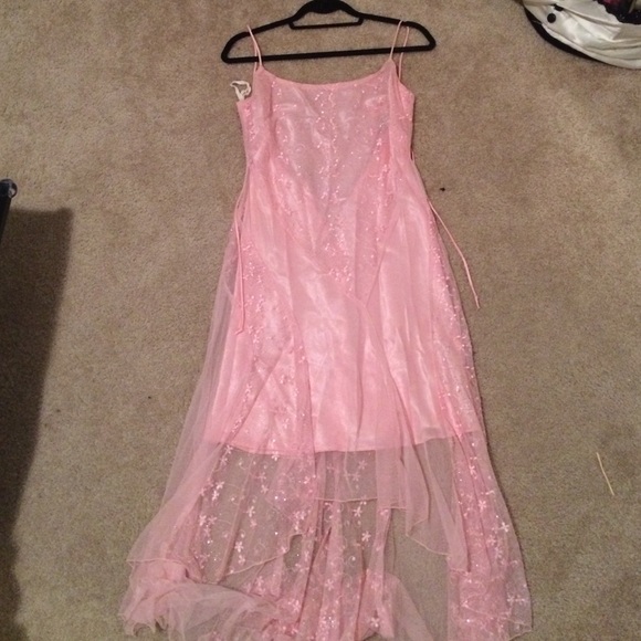 Pink high/long prom dress with shawl