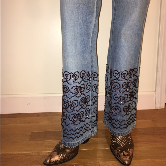 JEANS WITH BUGLE BEADS & SEQUINS - Picture 2 of 4